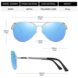 DUCO Classic Polarised Mirrored Pilot Sunglasses Mens Womens Vintage Polarized Sun Glasses Designer Shades 3025K (Silver,Blue)