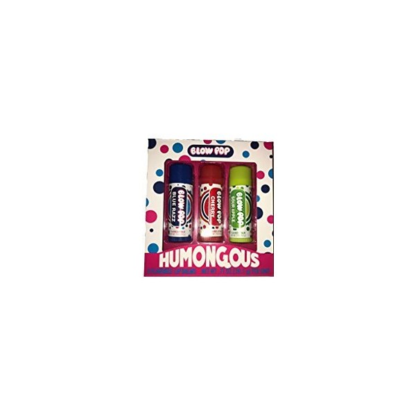 Blow Pop Humongous Flavored Lip Balms! One Pack With 3 Lip Balms! One Blue Razz, One Cherry, & One Sour Apple!