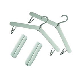4 Pack Travel Hangers,Foldable Hangers,with Hidden Clips,Lightweight and Portable,Space Saving,Suitable for Skirts, Pants,Suits, Jackets, etc (Green)