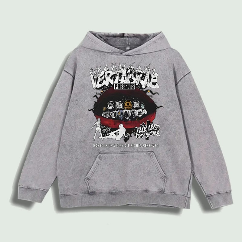 Vertebrae Graphic Hoodie 100% Cotton US Warehouse 6 ColorsColor: Brown,