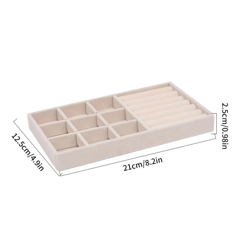 Vellure Velvet Jewelry Organizer Drawer Tray – Stackable Compartments for