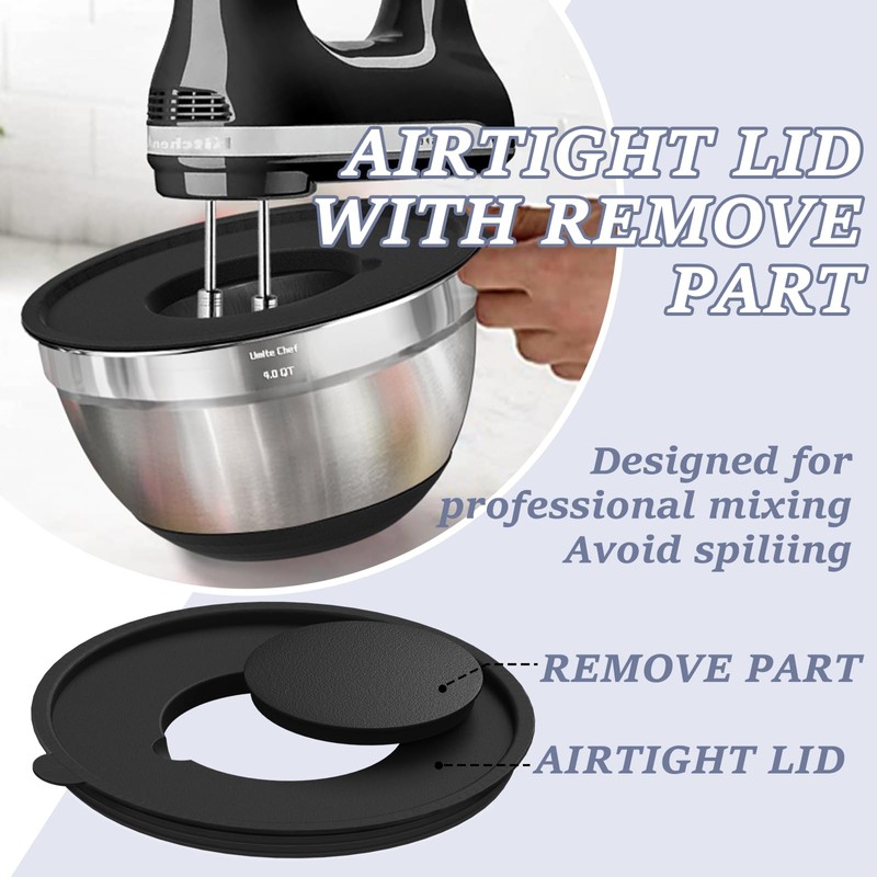 Umite Chef Mixing Bowls with Airtight Lids, 8PCS Stainless Steel