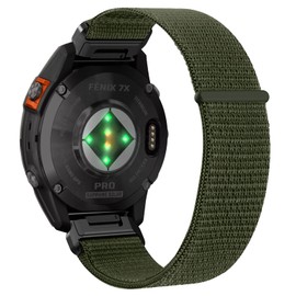 Niboow Nylon QuickFit 26 mm Strap for Garmin Fenix 8 51 mm/Fenix 7X Pro Solar/Fenix 7X/Fenix 6X/Fenix 6X Pro/Fenix 5X, Velcro Watch Straps for Garmin Enduro 3/Epix 2 Pro 51 mm - Army Green