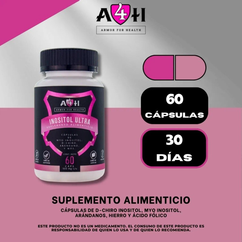 Myo Y D-chiro Inositol 60 Cáps 500mg A4h Acido Fólico