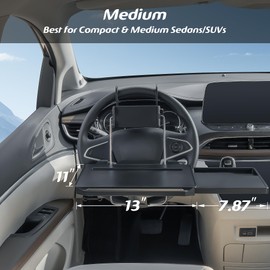 Paffenery Large Car Steering Wheel Tray Back Seat Headrest Tray with Phone Holder, Steering Wheel Desk Food Table for Car Laptop Mount Steering Wheel for Compact to Medimum Sedans & SUVs