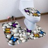 3pcs Toilet Seat Mat Set 10MM Sponge Butterfly Pebble Pattern