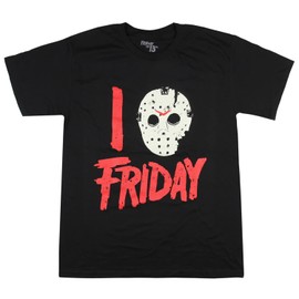 Friday The 13th Men's I Love Fridays Jason Hockey Mask Adult T-Shirt (X-Large) Black