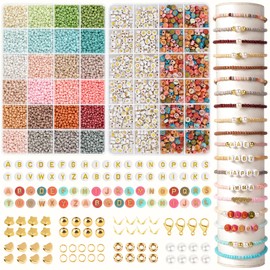HOLDLEAF Beads for bracelets, 3 mm beads for threading, make your own bracelets with 720 A - Z letter beads, beads set for bracelets, jewellery making, parties, holidays
