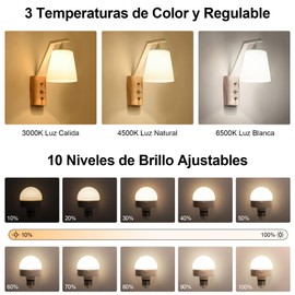 Ufanore Focos LED E26, Paquete de 2 Bombillas Recargables y Regulables con Control Remoto, 3 Temperaturas de Color, 4 Temporizadores, Bombilla Focos Magnética Desmontable con Pilas