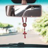 Intercession Car Rearview Mirror Rosary (Sacred Heart - Red)