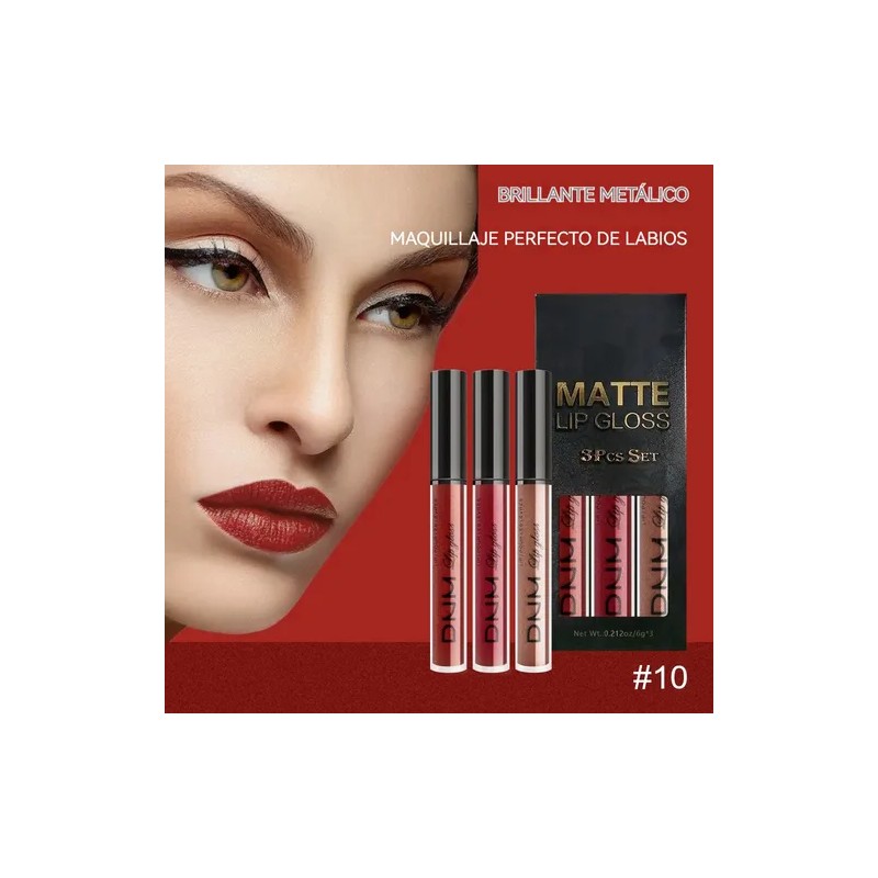 Kit Lápiz Labial Líquido Mate De Larga Impermeabl Y Duración