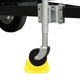 Asixxsix Trailer Jack Wheel Dock, Sturdy and Stable HDPE Jack Caster Wheel Dock for Trailer Tang Jack Wheel Caravan Cargo RV Boat Roller Stopper Easy Storage and Transport