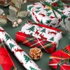 RUSPEPA Christmas Reversible Wrapping Paper Roll, Mini Roll, Classic Red
