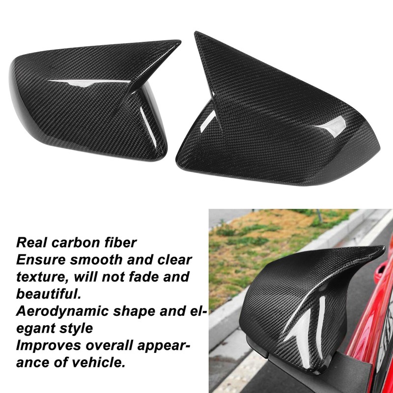 1 Pair Carbon Fiber Mirror Covers Ox Horn Style Car