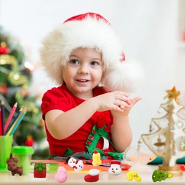SUNPROUND 40Pcs Christmas Squishies Toys, Christmas Stocking Stuffers for Kids, Kawaii Squishy Christmas, Party Favors for Kids Mochi Squishy Toys Bulk, Xmas Gift for Kids, Boys and Girls