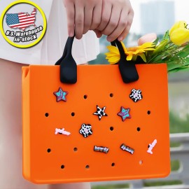 2025 Trending Waterproof EVA Beach Tote Bag for Women with Holes DIY Shoe Decoration Shoulder Handbag Travel Lady Bag Handbagsize: 35*10*3cm, Color: HYB-T17