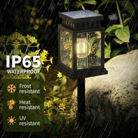 AYTPU 8 Pack Solar LED Stake Lights Outdoor Waterproof for Pathway Garden Yard Patio Driveway, Solar Walkway Lights Auto On/Off, Warm White, Up to 8H Lighting