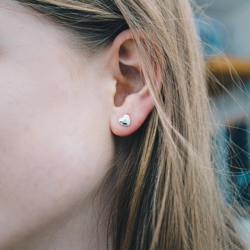 Philip Jones Sterling Silver Rounded Heart Earrings