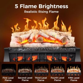 Unbranded Electric Fireplace Insert Log Heater 21",Adjustable 5 Flame Brightness,5 Speed