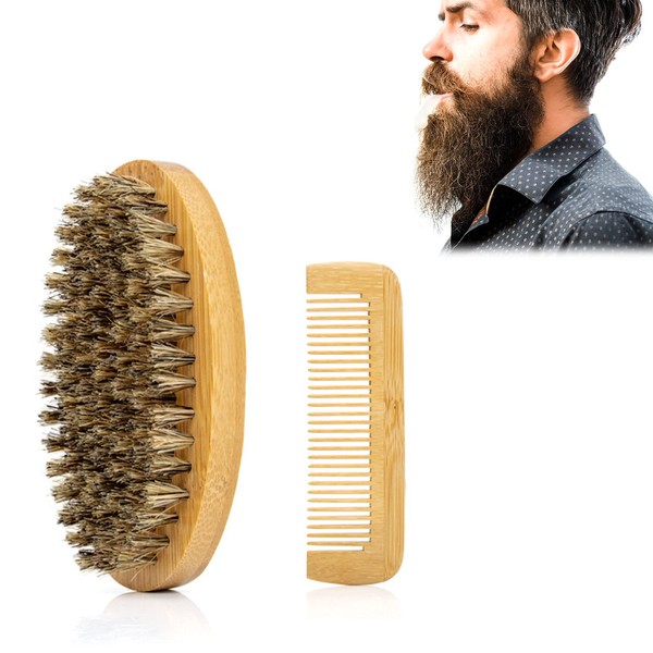 Beard Brush, Beard Brush, Men's Beard Brush, Beard Brush for Men, Beard Comb, Beard Brush, Boar Bristles, Angled Bristles for Hair and Beard Brush with Double Strength