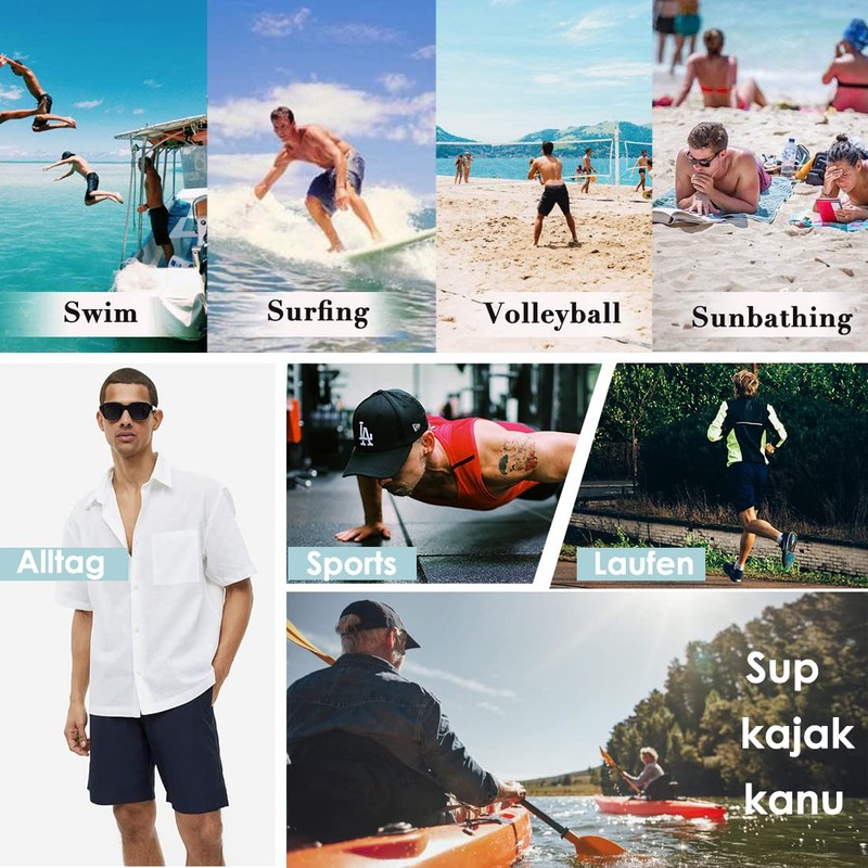 ACHTELEPHS Long Swimming Trunks, Men's Swimming Shorts, Quick-Drying Board Shorts