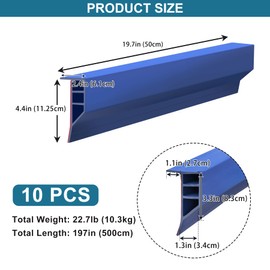 Lunghaa 10-Pack Full Face Dock Bumpers, Blue Heavy-Duty Marine Fender Set, Rub Rail & Piling Protection for Boats/Piers