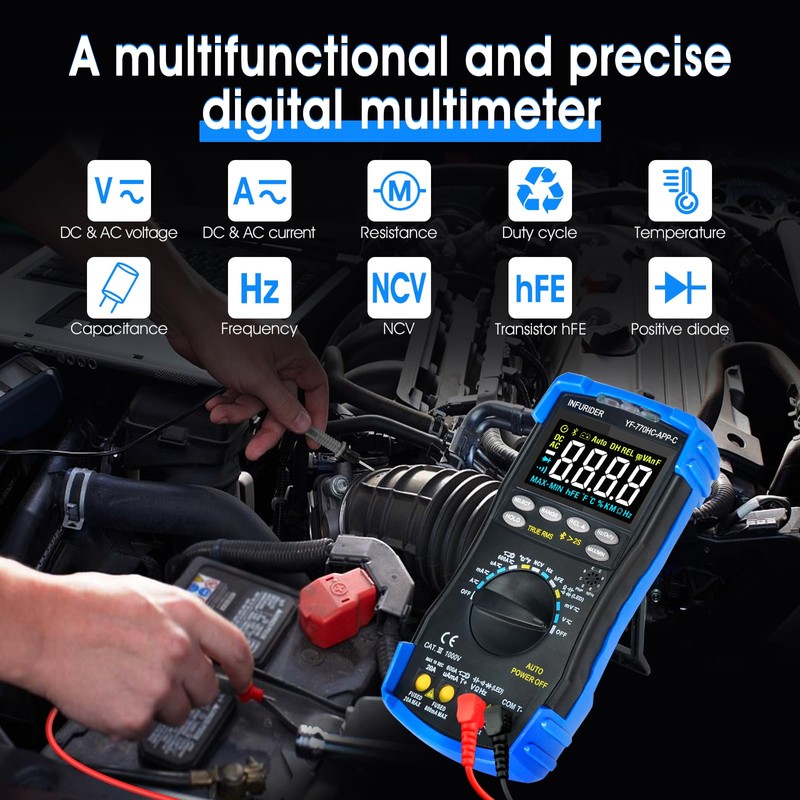 Digital Multimeter, Voltage Meter for AC/DC Voltage Current, Current Meter