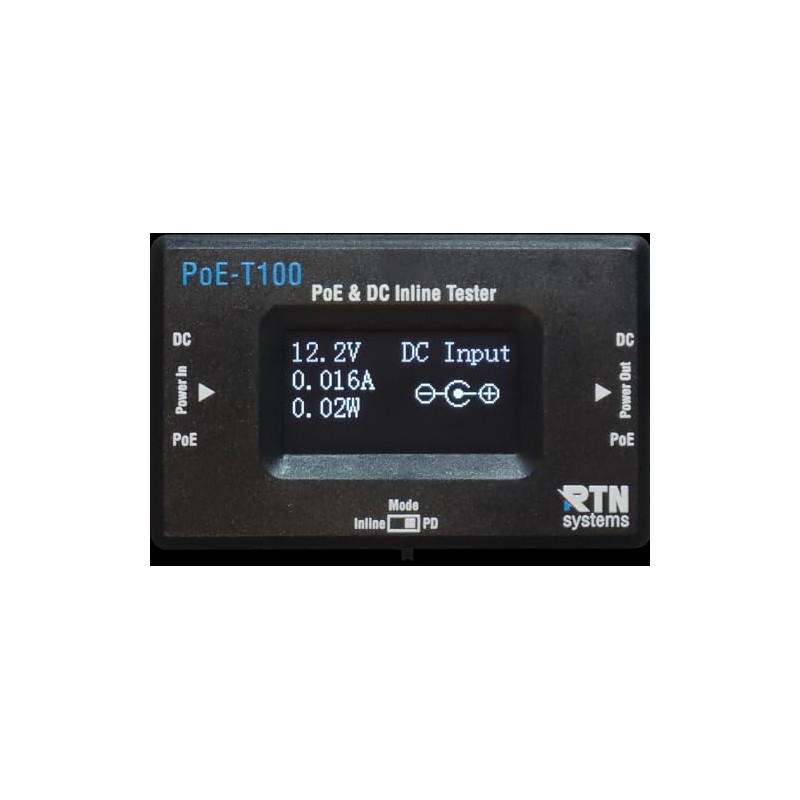 PoE-T100 Inline DC & PoE Tester Tool – Test 802.3af/at/bt,
