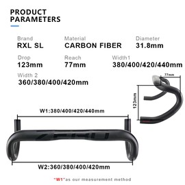 RXL SL Carbon Drop Handlebar - 31.8 MM, 420 MM Width, Gravel Road Bike Bar