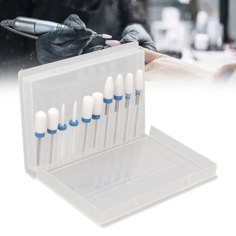 10 Piece Ceramic Nail Cutter Bit Set Manicure Drill Bits