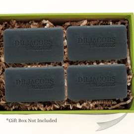 DR.JACOBS NATURALS Castile 5 oz Bar Soap for Face and Body Triple Milled Loofah Exfoliating Vegan (Muddy Charcoal)(4-pack)