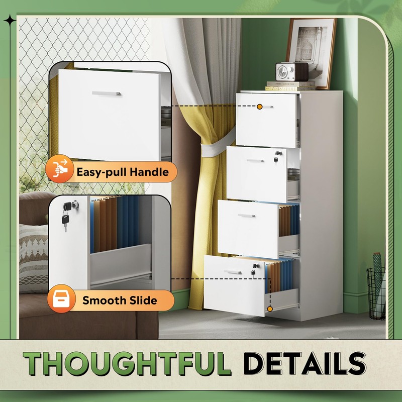 DEVAISE 4 Drawer File Cabinet with Lock, Vertical Filing Cabinet