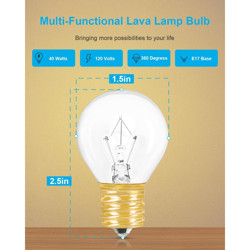 SerBion 40 Watt Lava Lamp Replacement Bulbs - E17 Intermediate