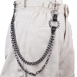 newtro Pants Wallet Chain for Men Women Jean Trousers Biker Trucker Hip Hop Punk Goth Double Layers Keychain Z10