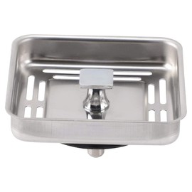 sourcing map Square Sink Water Stopper with Post Stainless Steel Anti-Blocking Mesh Drain for Home Bathroom Silver Tone