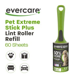 Evercare Giant Extreme Stick Lint Roller Brushes with 60 Easy-Peel Sheets, Pack of 5 Refillable Lint Rollers for Hair and Debris (300 Sheets Total)