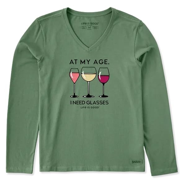 Life is Good. Women's I Need Wine Glasses Long Sleeve