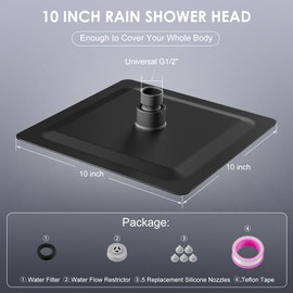 KINLIV 8 Inch Rain Shower Head Matte Black - All Metal Stainless Steel 304, Ultra Thin Design, Square Rainfall Showerheads Modern Bathroom - Full Body Coverage Bath Shower