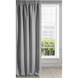 Eurofirany Logan Opaque Blackout Satin Curtain with Header Tape, 1 Item, Elegant, Smooth, Plain, Living Room, Bedroom, Silver, 135 x 270 cm