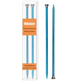 Mdoker 13.8 Inch Anodized Aluminum Knitting Needles,Colored Straight Single Pointed Metal Sweater Knitting Needle for DIY Knitting Projects,Size US 10(6mm)