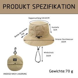Sun Hat Men Women Sun Hat Foldable Fishing Hat with Band Waterproof Hat Fishing Hat Foldable Fishing Hat Fashionable Summer Hat Fishing Hat Men Outdoor Unisex Wide Brim Boonie Hat (Khaki Colour),