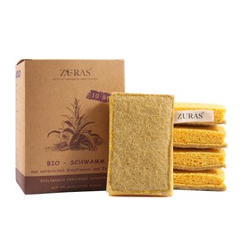 ZURAS® - 10 biologische Reinigungsschwämme aus Sisalfasern, Veganer Putzschwamm aus Pflanzenfasern zum Reinigen von Geschirr und Oberflächen, Küche, Bad, Outdoor