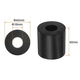 sourcing map Pack of 4 Rubber Washers Rubber Spacers 40 mm AD 16 mm ID 40 mm Thick Neoprene Round Vibration Damper Pads Insulator Bushings Spacer Sleeves for Cars Boat Accessories Black