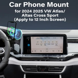 Car Phone Holder for VW Atlas 2024 2025/ VW Altas Cross Sport 2024 2025 Accessories Apply to 12 Inch Touch Screen 15W Fast Wireless Charger Screen Fixed Clip Cell Phone Mount Hands-Free