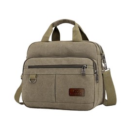 Lov Sawar Men's Shoulder Bag, Cross-Body Bag, Small, A4 Pockets, 2-Way, Khaki