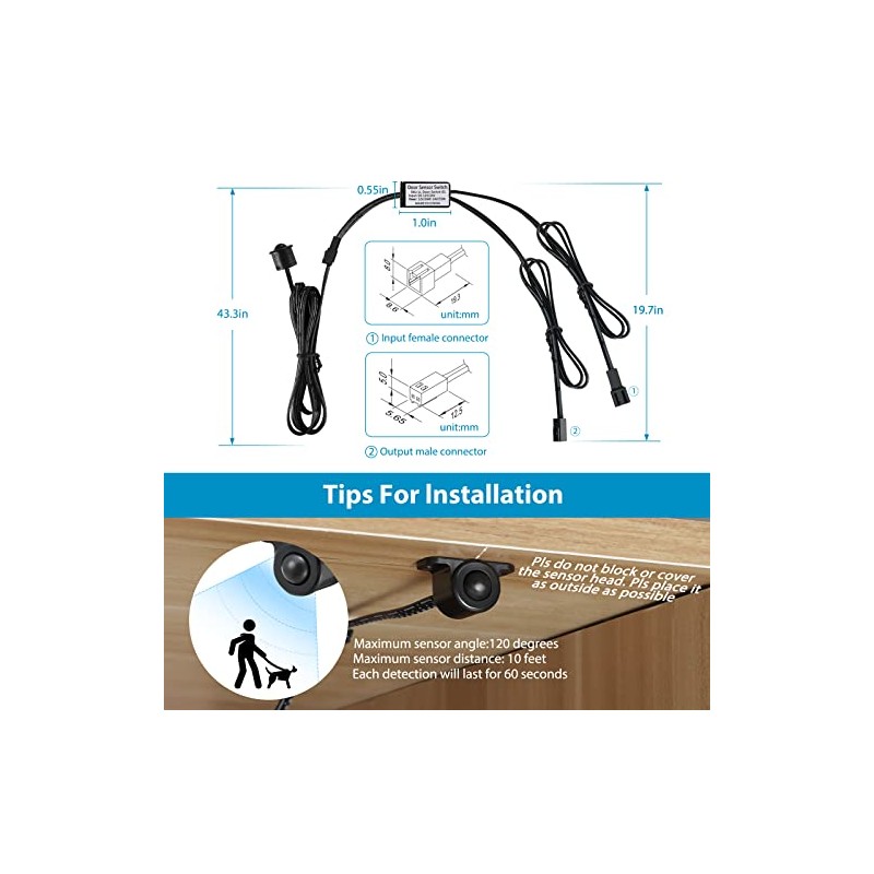 Litever Human Motion Activated Sensor Switch Black. Independent Sensor Head.
