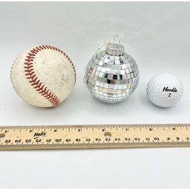 Silver Disco Ball Ornaments, set of 3, mosaic mirror tiles