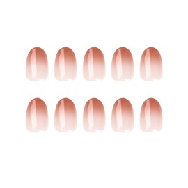 JUSTOTRY 24 Pcs Glossy Pink Solid Press on Nails Short Designs,False Nails Oval with Nail Glue,French Almond Stick on Nails for Women and Teens,Pretty Fake Nails for Girls Nails Art