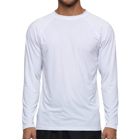 Arcweg Rashguard Men Long Sleeves Diving UV Protection UPF 50+ Elastic Rash Vest Loose Fit Top Swimming Quick Drying Surfing Pool T-Shirt Sports Top Rashie 2XL(EU) White