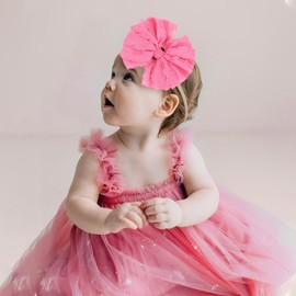 Lanmerry 3 Pack Baby Girls Headbands Soft Elastic Headbands Newborn Lace Hair Bow Hair Accessories for Infant Baby Toddler Girls Rose Navy Red